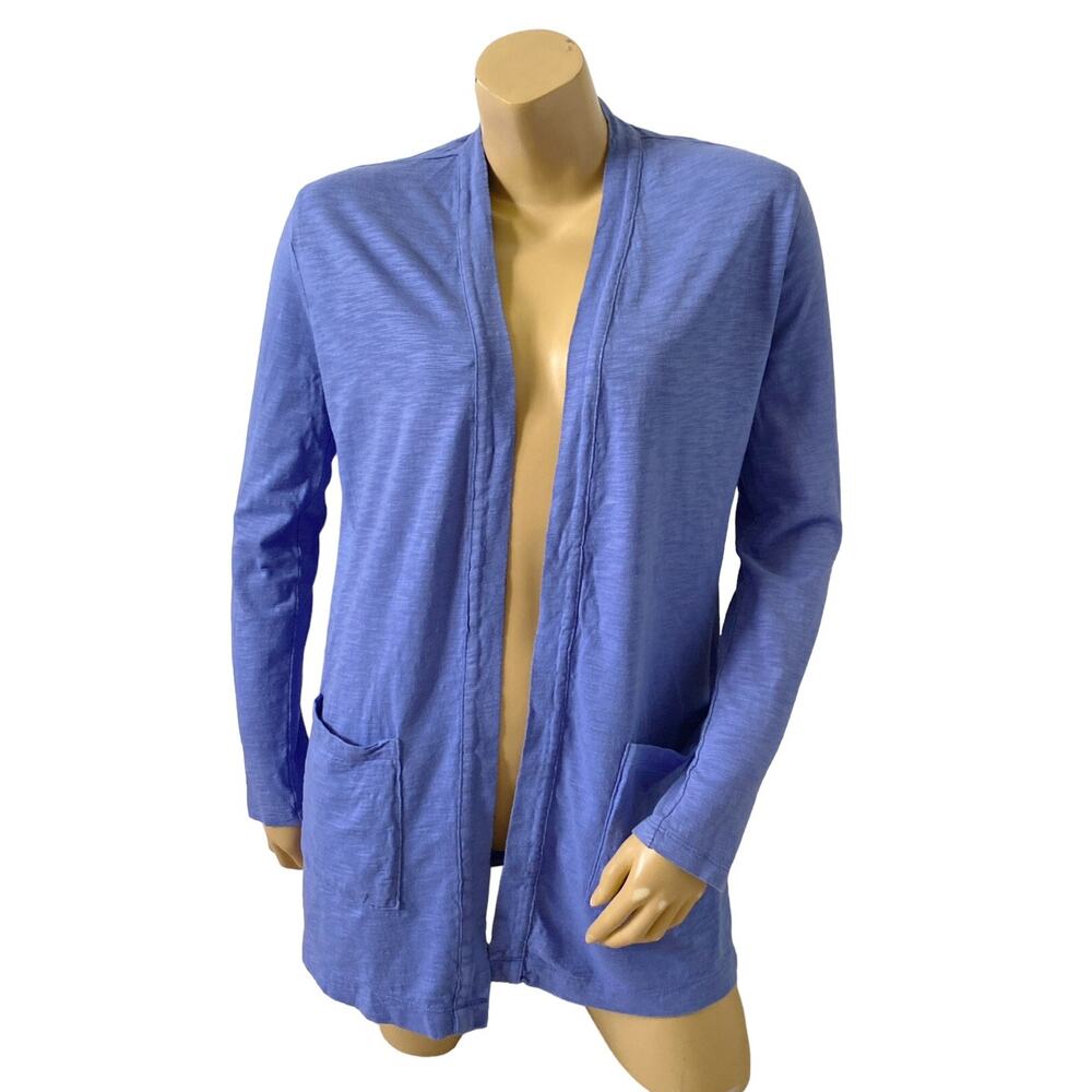 Cielo Cardigan Womens Small Blue Open Front Long Sleeve Tunic Duster Top